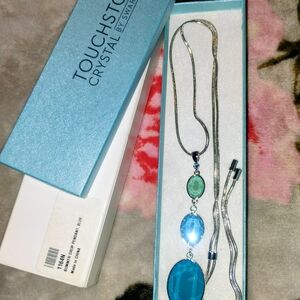 Touchstone Crystal Aqua and Silver Necklace